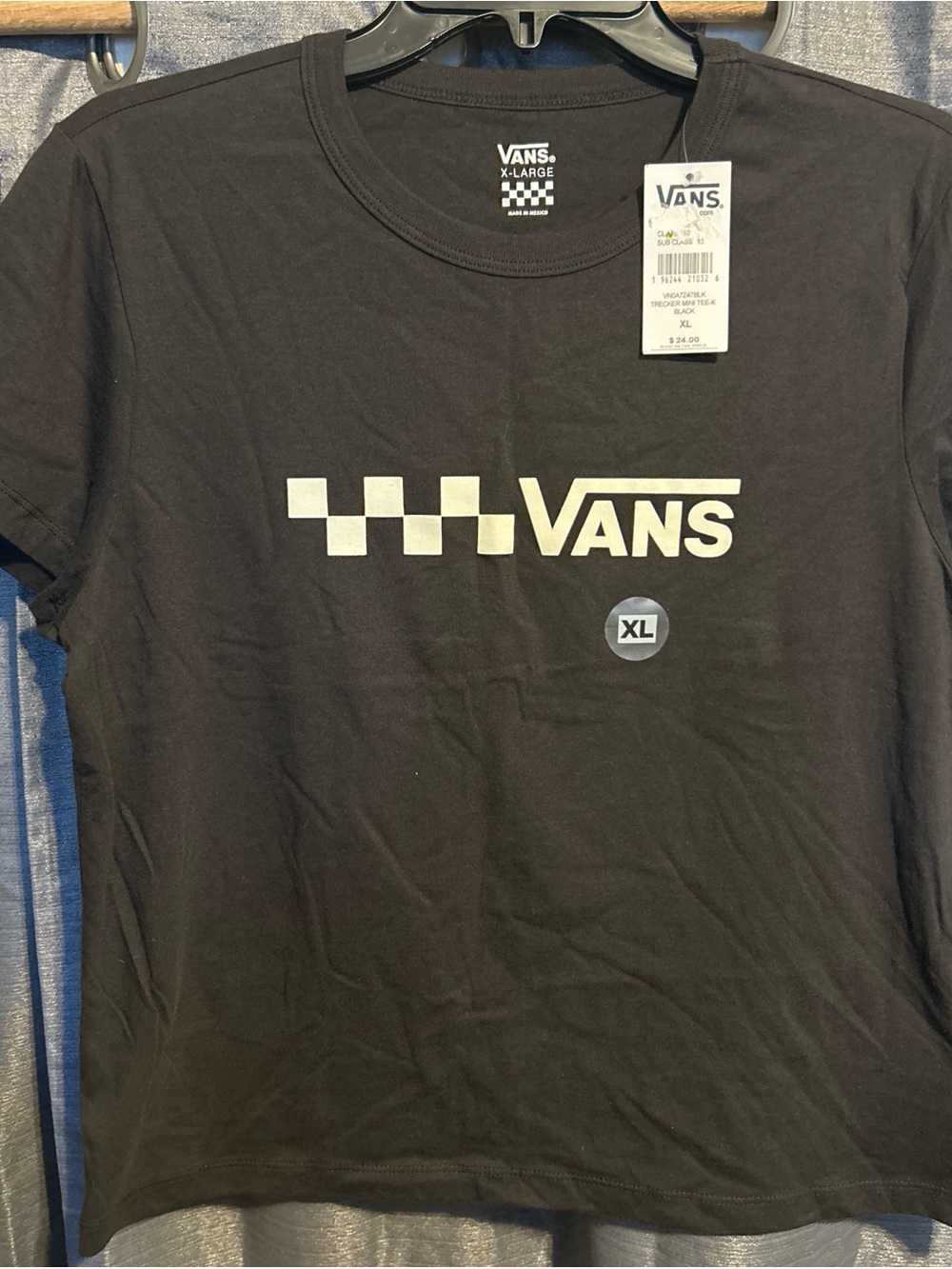 Vans Black Tee with White Checkerboard Logo